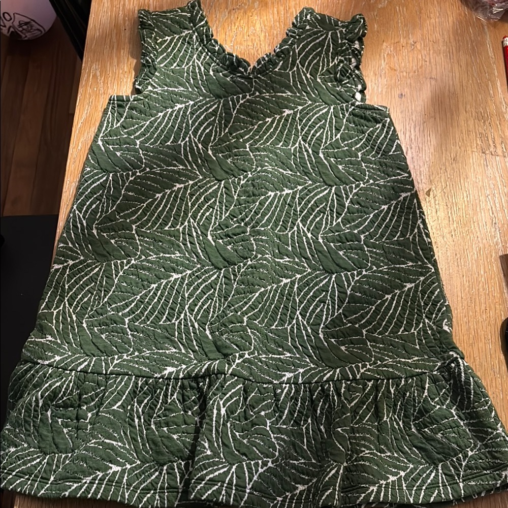 Janie and Jack Green Leaf Patterned Dress